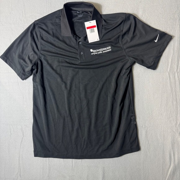 Nike Other - Nike Golf Polo Black Mens Large Brown Edwards CPA Embroidered Shirt
